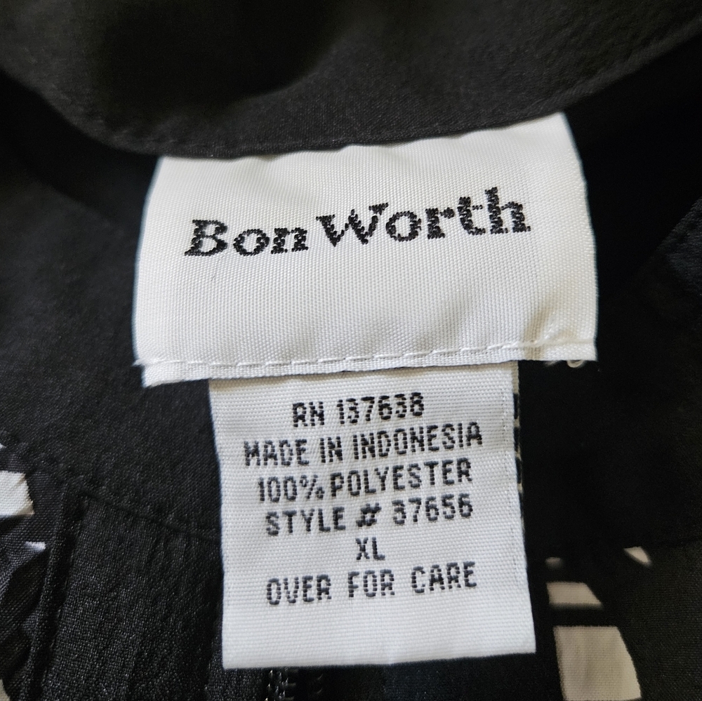 Bon Worth Black and White Patterned Bomber Jacket - Picture 3 of 4